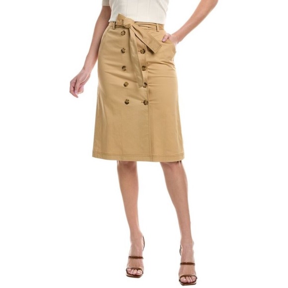 LAFAYETTE 148 NEW YORK PEARSON SKIRT IN HONEYNUT COTTON ELASTANE FABRIC SIZE 6 - Picture 1 of 16